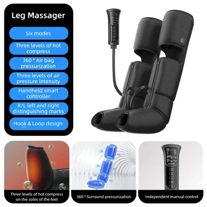 Leg Massager with Heat and Airbag Foot Calf Thigh Massager for Circulation and Muscle Relaxation Sequential Compression Boot