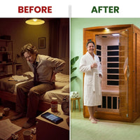 Andora 2-Person Low EMF FAR Infrared Sauna, Canadian Hemlock — Before & After